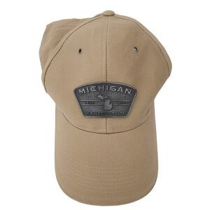 Michigan Wolverines State Cap Hat Falcon Metal Art Custom Adjustable Straps Tan‎